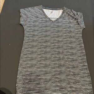 Black and White Striped V-Neck Top